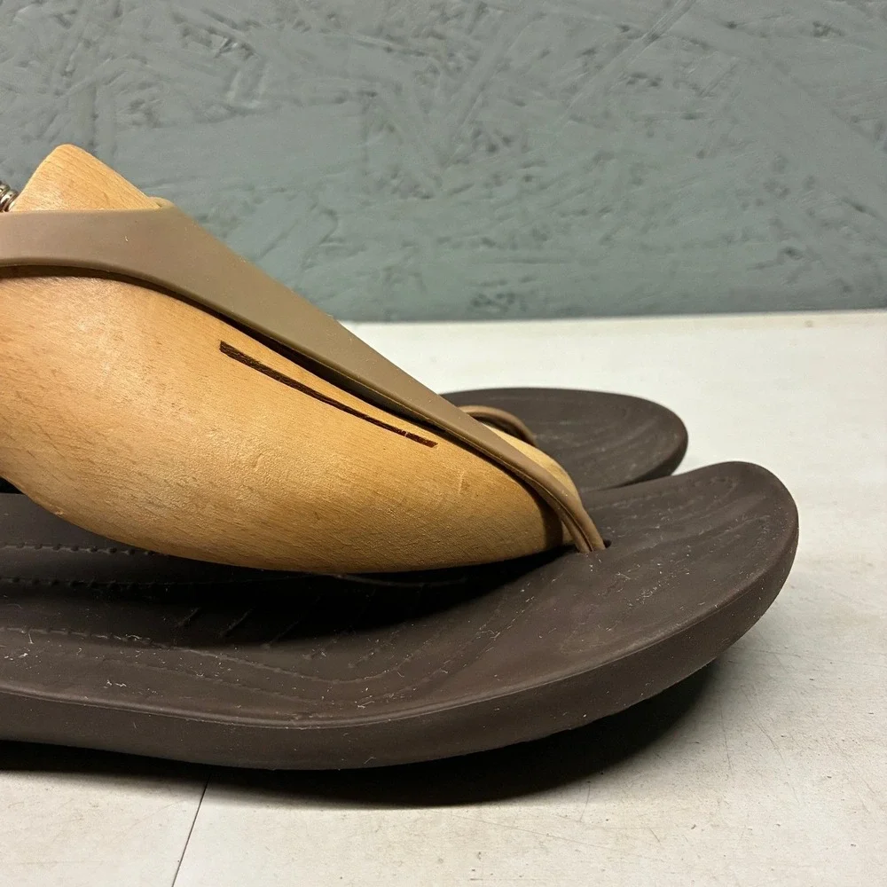 Crocs Sexi Flip Sandals Women's 9 Brown Ankle Strap Casual Beach Comfort - Picture 4 of 12